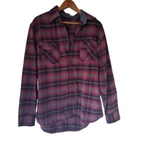 Jacks Heritage Men's Flannel Cozy  Red Plaid Shirt Cotton Button Down Size L